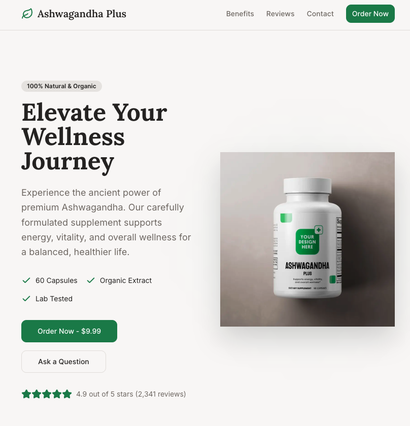 電商網站範例 - Ashwagandha Plus